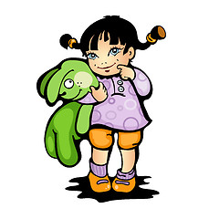 Image showing Girl with green bunny