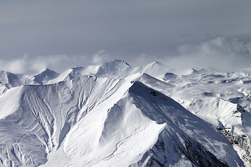 Image showing Snowy mountains in haze