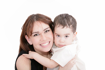 Image showing picture of happy mother with adorable son (focus on woman)