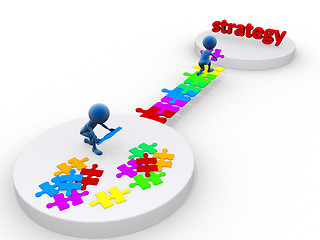 Image showing business team work building a puzzle. Business strategy concept.