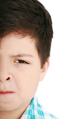 Image showing Worried little boy isolated on a white background 