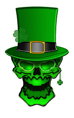 Image showing St Patricks Day Green Skull with Shamrock Leaf Earrings