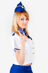 Image showing Young beautiful air hostess