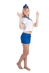 Image showing Young beautiful air hostess