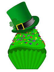 Image showing St Patricks Day Cupcake with Colorful Sprinkles