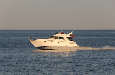 Image showing Fast motorboat in eveningsun