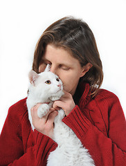 Image showing woman and cat