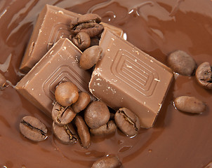 Image showing Coffee beans and chocolate
