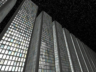 Image showing Megalopolis at night: Abstract skyscrapers