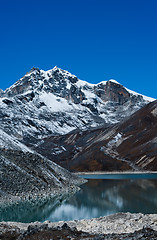 Image showing Mountain near Gokyo and Sacred lake in Himalayas