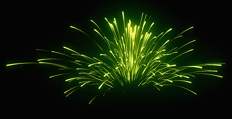 Image showing Holiday: green festive fireworks at night