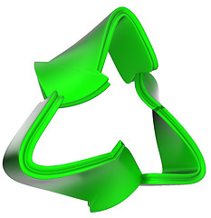 Image showing recycling concept: green recycle symbol isolated