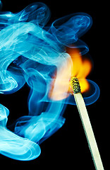 Image showing Match flame and smoke