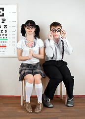 Image showing Two person wearing spectacles in an office at the doctor