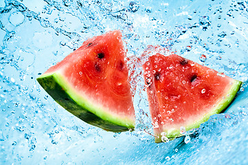 Image showing watermelon and water