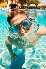 Image showing teenager floats in pool