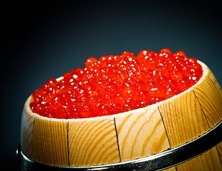 Image showing Keg of red caviar 