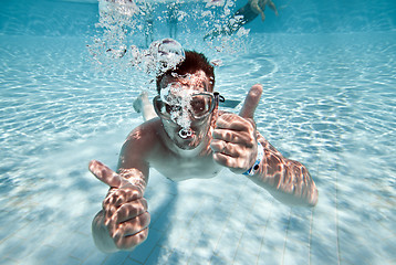 Image showing man floats in pool