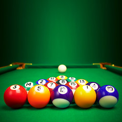 Image showing billiard balls  with copy space