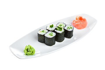 Image showing Sushi (Kappa maki roll) on a white background