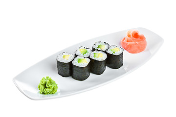 Image showing Sushi (Maguro maki roll shiroy) on a white background