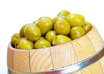 Image showing olive in small barrel