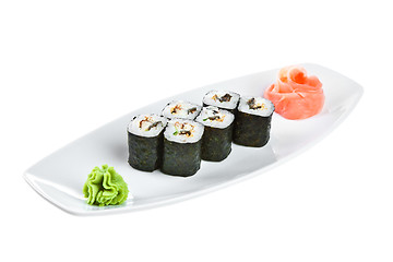 Image showing Sushi (Unagi Roll) on a white background