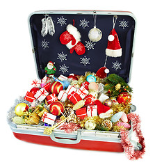 Image showing big suitcase with gifts for Christmas