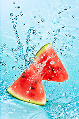 Image showing watermelon and water