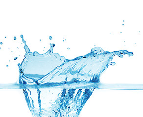 Image showing Sparks of blue water on a white background