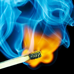 Image showing Match flame and smoke