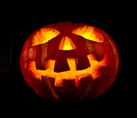 Image showing halloween, old jack-o-lantern on black