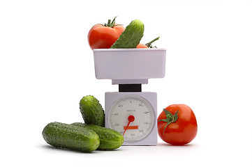 Image showing  Vegetables on weights