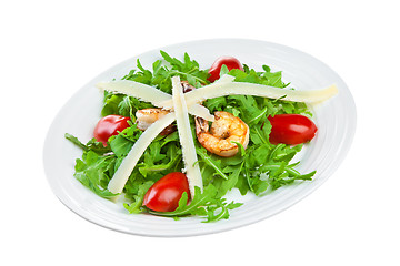 Image showing Salad from eruca and shrimps