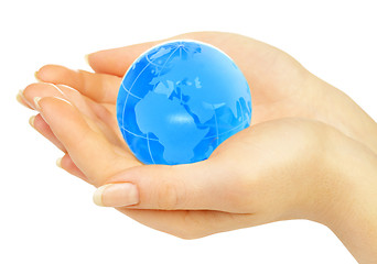 Image showing hand of the person holds globe