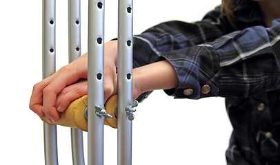 Image showing kid and crutches