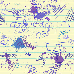 Image showing scrawl and blot on school paper sheet seamless