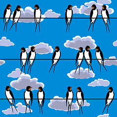 Image showing swallows perched on a wire seamless