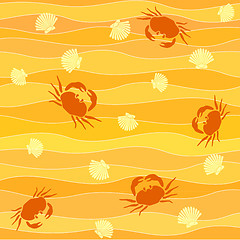 Image showing crabs and shellson the beach seamless