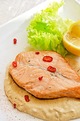 Image showing Grilled salmon steak