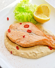 Image showing Grilled salmon steak