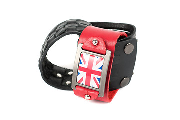 Image showing Men's leather belt with britain flag