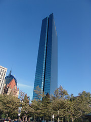 Image showing John Hancock Tower rising above the trees