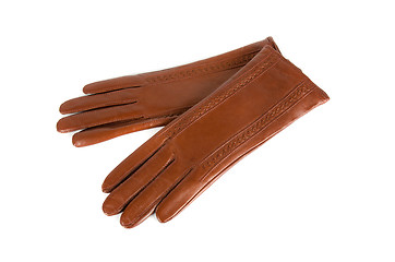 Image showing brown female leather gloves