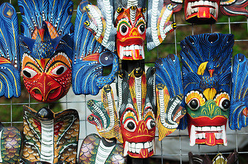 Image showing Colored wooden masks