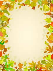 Image showing Autumn leaf frame with space for text