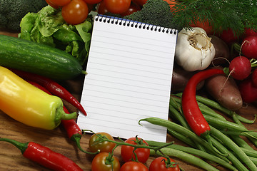 Image showing shopping list with fresh vegetables