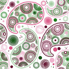 Image showing Seamless white pattern with paisley