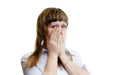 Image showing frightened young woman