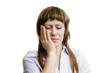 Image showing young woman with a toothache